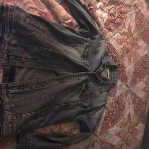 Oversized distressed denim jacket